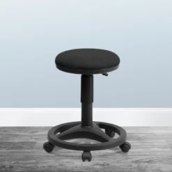 Flash Furniture Black Ergonomic Stool With Foot Ring