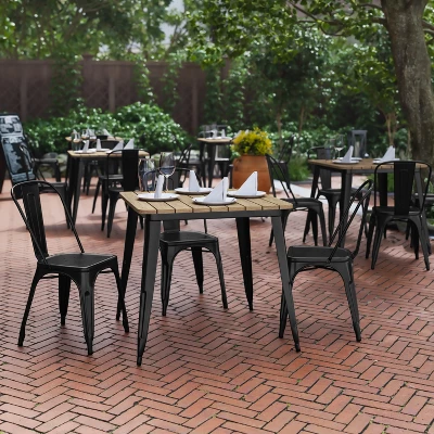 Flash Furniture Declan Commercial Grade Indoor/Outdoor Dining Table, 31.5" Square All Weather Poly Resin Top With Steel Base 1 Flash Furniture Declan Commercial Grade Indoor/Outdoor Dining Table, 31.5" Square All Weather Poly Resin Top With Steel Base