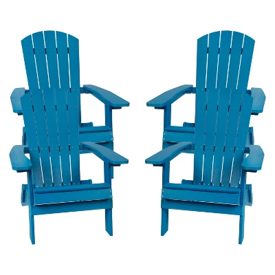 Flash Furniture Set Of 4 Charlestown All-Weather Poly Resin Folding Adirondack Chair 15 Flash Furniture Set Of 4 Charlestown All-Weather Poly Resin Folding Adirondack Chair - Image 15