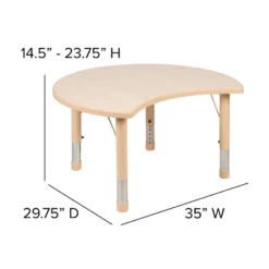 Flash Furniture 25.125"W X 35.5"L Crescent Natural Plastic Height Adjustable Activity Table 10 Flash Furniture 25.125"W X 35.5"L Crescent Natural Plastic Height Adjustable Activity Table -Furniture GUEST 908ddeeb 98e1 4d97 a4a3 0241e1b63ec4