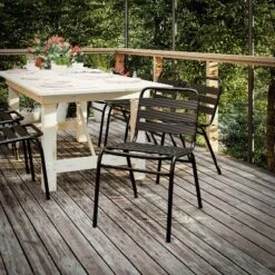 Flash Furniture Lila Aluminum Commercial Indoor-Outdoor Armless Restaurant Stack Chair With Triple Slat Back