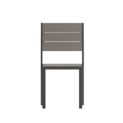 Flash Furniture Finch Commercial Grade Patio Chair With Arms, Stackable Side Chair With Faux Teak Poly Slats And Metal Frame -Furniture GUEST 915076aa 15c2 4f3d 9c0f 5a0cd3e1a461