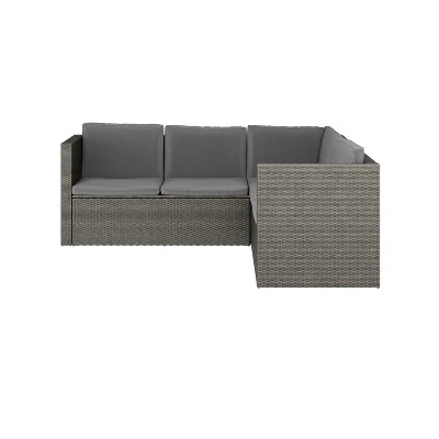 Flash Furniture Roan Indoor/Outdoor L-Shaped Sectional With Coffee Table In Wicker PE Rattan With Cushions 11 Flash Furniture Roan Indoor/Outdoor L-Shaped Sectional With Coffee Table In Wicker PE Rattan With Cushions - Image 11