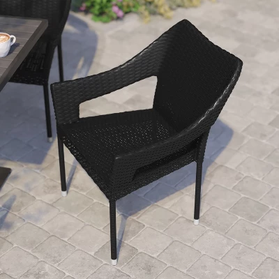 Flash Furniture Ethan Set Of 4 Commercial Grade Stacking Patio Chairs, All Weather PE Rattan Wicker Patio Dining Chairs 4 Flash Furniture Ethan Set Of 4 Commercial Grade Stacking Patio Chairs, All Weather PE Rattan Wicker Patio Dining Chairs - Image 4