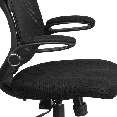 Flash Furniture High Back Black Mesh Executive Swivel Ergonomic Office Chair With Adjustable Lumbar, 2-Paddle Control And Flip-Up Arms 3 Flash Furniture High Back Black Mesh Executive Swivel Ergonomic Office Chair With Adjustable Lumbar, 2-Paddle Control And Flip-Up Arms - Image 3