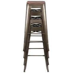 Flash Furniture 30" High Metal Indoor Bar Stool With Wood Seat - Stackable Set Of 4 -Furniture GUEST 930298c2 94a8 4027 b23a a3373ae99455