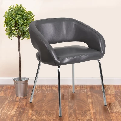 Flash Furniture Fusion Series Contemporary LeatherSoft Side Reception Chair With Chrome Legs 1 Flash Furniture Fusion Series Contemporary LeatherSoft Side Reception Chair With Chrome Legs