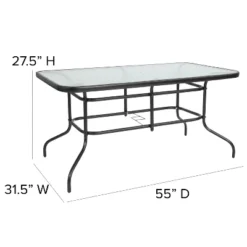 Flash Furniture 31.5" X 55" Rectangular Tempered Glass Metal Table With Umbrella Hole 11 Flash Furniture 31.5" X 55" Rectangular Tempered Glass Metal Table With Umbrella Hole -Furniture GUEST 939aeb46 2557 44a2 b382 da6848def9ca 4