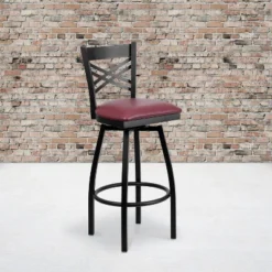 Flash Furniture Black ''X'' Back Swivel Metal Barstool