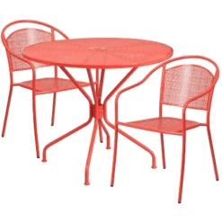Flash Furniture Oia Commercial Grade 35.25" Round Indoor-Outdoor Steel Patio Table Set With 2 Round Back Chairs 10 Flash Furniture Oia Commercial Grade 35.25" Round Indoor-Outdoor Steel Patio Table Set With 2 Round Back Chairs -Furniture GUEST 93d04c4e bcf1 4f99 bb69 70829bab2784