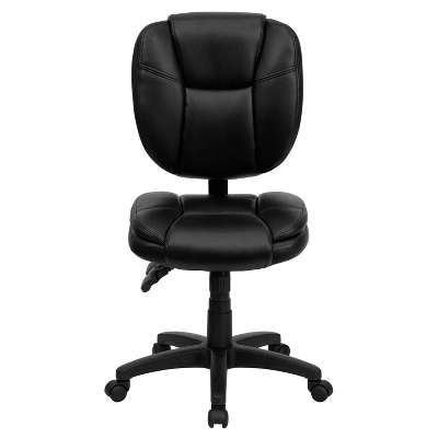 Multi-Functional Ergonomic Swivel Task Chair Black Leather - Flash Furniture 3 Multi-Functional Ergonomic Swivel Task Chair Black Leather - Flash Furniture - Image 3