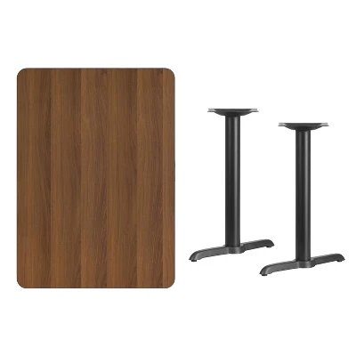 Flash Furniture 30'' X 42'' Rectangular Walnut Laminate Table Top With 5'' X 22'' Table Height Bases 1 Flash Furniture 30'' X 42'' Rectangular Walnut Laminate Table Top With 5'' X 22'' Table Height Bases