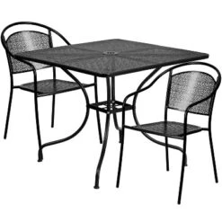Flash Furniture Oia Commercial Grade 35.5" Square Indoor-Outdoor Steel Patio Table Set With 2 Round Back Chairs -Furniture GUEST 94ab8eff 9e71 43ac 92ae 3b2bed29c3fc