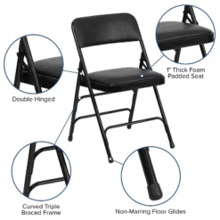 Flash Furniture 4 Pack HERCULES Series Curved Triple Braced & Double Hinged Upholstered Metal Folding Chair 17 Flash Furniture 4 Pack HERCULES Series Curved Triple Braced & Double Hinged Upholstered Metal Folding Chair -Furniture GUEST 9546a3f8 09bd 4d70 a82b f1c032d44437