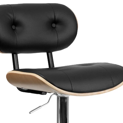 Flash Furniture Bentwood Adjustable Height Barstool With Button Tufted Vinyl Upholstery 4 Flash Furniture Bentwood Adjustable Height Barstool With Button Tufted Vinyl Upholstery - Image 4