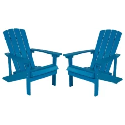 Flash Furniture Set Of 2 Charlestown All-Weather Poly Resin Wood Adirondack Chairs -Furniture GUEST 95c44826 33f0 40fe a614 f0229e0010a1