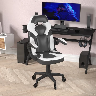 Flash Furniture X10 Gaming Chair Racing Office Computer PC Adjustable Chair With Flip-up Arms And Transparent Roller Wheels 2 Flash Furniture X10 Gaming Chair Racing Office Computer PC Adjustable Chair With Flip-up Arms And Transparent Roller Wheels - Image 2