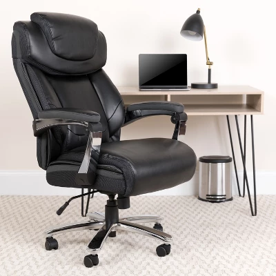 Flash Furniture HERCULES Series Big & Tall 500 Lb. Rated Black LeatherSoft Executive Swivel Ergonomic Office Chair With Adjustable Headrest 1 Flash Furniture HERCULES Series Big & Tall 500 Lb. Rated Black LeatherSoft Executive Swivel Ergonomic Office Chair With Adjustable Headrest