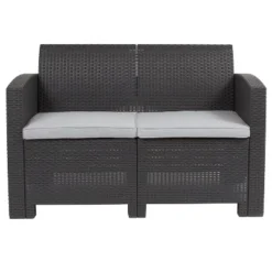 Flash Furniture Faux Rattan Loveseat With All-Weather Cushions 17 Flash Furniture Faux Rattan Loveseat With All-Weather Cushions -Furniture GUEST 965cc242 235c 4694 b190 b85539f5c123