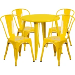 Flash Furniture Commercial Grade 30" Round Metal Indoor-Outdoor Table Set With 4 Cafe Chairs 14 Flash Furniture Commercial Grade 30" Round Metal Indoor-Outdoor Table Set With 4 Cafe Chairs -Furniture GUEST 97236a6c 06c5 4500 9c89 acc7b8ddb505