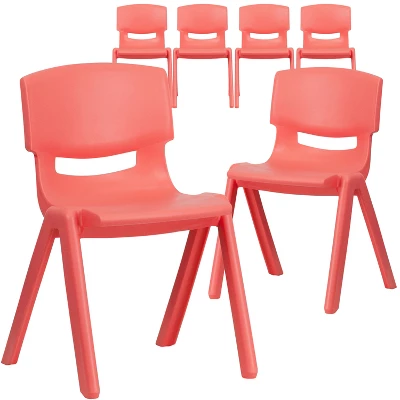 Flash Furniture 6 Pack Plastic Stackable School Chair With 13.25" Seat Height 4 Flash Furniture 6 Pack Plastic Stackable School Chair With 13.25" Seat Height - Image 4