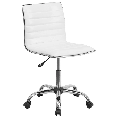 Flash Furniture 48" Wide Black Electric Height Adjustable Standing Desk With Designer Armless White Ribbed Swivel Task Office Chair 2 Flash Furniture 48" Wide Black Electric Height Adjustable Standing Desk With Designer Armless White Ribbed Swivel Task Office Chair - Image 2