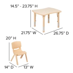 Flash Furniture 21.875"W X 26.625"L Rectangular Plastic Height Adjustable Activity Table Set With 4 Chairs -Furniture GUEST 980c8b7e f814 43be ba9e 1882675d1be1
