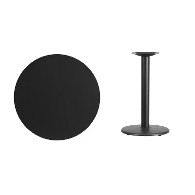 Flash Furniture 30'' Round Black Laminate Table Top With 18'' Round Table Height Base 2 Flash Furniture 30'' Round Black Laminate Table Top With 18'' Round Table Height Base - Image 2