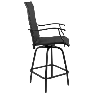 Flash Furniture Valerie Patio Bar Height Stools Set Of 2, All-Weather Textilene Swivel Patio Stools And Deck Chairs With High Back & Armrests 10 Flash Furniture Valerie Patio Bar Height Stools Set Of 2, All-Weather Textilene Swivel Patio Stools And Deck Chairs With High Back & Armrests - Image 10