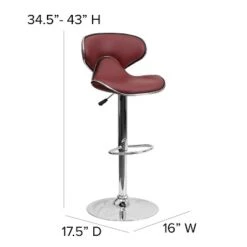 Flash Furniture Contemporary Cozy Mid-Back Vinyl Adjustable Height Barstool With Chrome Base 21 Flash Furniture Contemporary Cozy Mid-Back Vinyl Adjustable Height Barstool With Chrome Base -Furniture GUEST 993dfa0b 975a 4a7b a5d2 601f62e4c377