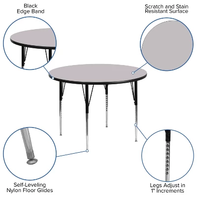Flash Furniture 48'' Round Thermal Laminate Activity Table - Standard Height Adjustable Legs 7 Flash Furniture 48'' Round Thermal Laminate Activity Table - Standard Height Adjustable Legs - Image 7