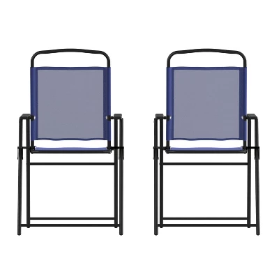 Flash Furniture Set Of 2 Mystic Folding Patio Sling Chairs, Outdoor Textilene Lawn Chairs With Armrests 12 Flash Furniture Set Of 2 Mystic Folding Patio Sling Chairs, Outdoor Textilene Lawn Chairs With Armrests - Image 12