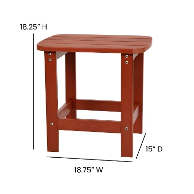 Flash Furniture Charlestown All-Weather Poly Resin Wood Commercial Grade Adirondack Side Table 3 Flash Furniture Charlestown All-Weather Poly Resin Wood Commercial Grade Adirondack Side Table - Image 3