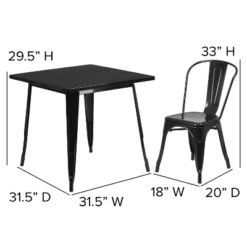 Flash Furniture Commercial Grade 31.5" Square Metal Indoor-Outdoor Table Set With 4 Stack Chairs -Furniture GUEST 9af6864c 0f84 4213 8619 89080030dfc4