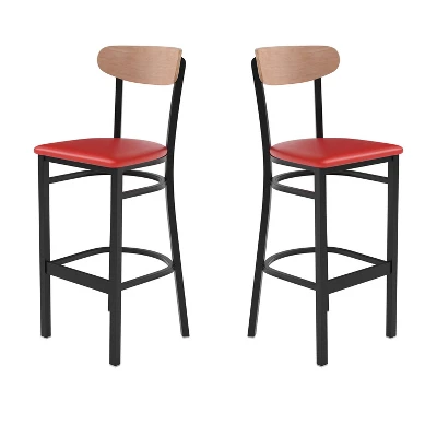 Flash Furniture Wright Set Of 2 Commercial Grade Barstools With 500 LB. Capacity Steel Frame, Solid Wood Seat, And Boomerang Back 20 Flash Furniture Wright Set Of 2 Commercial Grade Barstools With 500 LB. Capacity Steel Frame, Solid Wood Seat, And Boomerang Back - Image 20