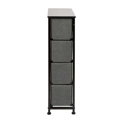 Flash Furniture 4 Drawer Slim Wood Top Cast Iron Frame Vertical Storage Dresser With Easy Pull Fabric Drawers 6 Flash Furniture 4 Drawer Slim Wood Top Cast Iron Frame Vertical Storage Dresser With Easy Pull Fabric Drawers - Image 6