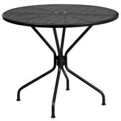 Flash Furniture Oia Commercial Grade 35.25" Round Indoor-Outdoor Steel Patio Table With Umbrella Hole -Furniture GUEST 9b7688d9 2c2e 4299 a36a dc0efb3e9777