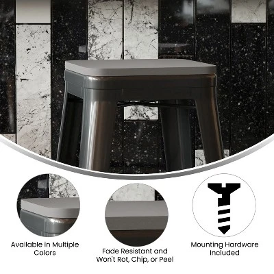 Flash Furniture Perry Poly Resin Wood Square Seat With Rounded Edges For Colorful Metal Barstools 4 Flash Furniture Perry Poly Resin Wood Square Seat With Rounded Edges For Colorful Metal Barstools - Image 4