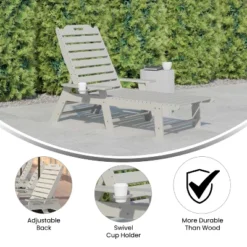 Flash Furniture Monterey Adjustable Adirondack Lounger With Cup Holder- All-Weather Indoor/Outdoor HDPE Lounge Chair -Furniture GUEST 9cead2a5 4b53 4232 b719 d81c687af505