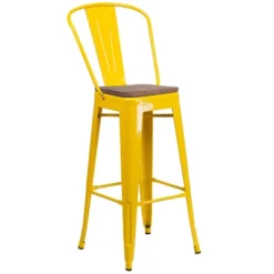 Flash Furniture 30" High Metal Barstool With Back And Wood Seat 30 Flash Furniture 30" High Metal Barstool With Back And Wood Seat -Furniture GUEST 9e3870fa 5dc2 440f 931f 2ca6edef927b
