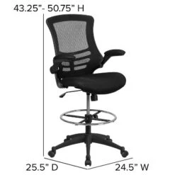 Flash Furniture Mid-Back Black Mesh Ergonomic Drafting Chair With Adjustable Foot Ring And Flip-Up Arms 15 Flash Furniture Mid-Back Black Mesh Ergonomic Drafting Chair With Adjustable Foot Ring And Flip-Up Arms -Furniture GUEST 9e5085db 0ca3 478e be77 a16d0d3eb8f5