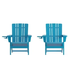 Flash Furniture Halifax Adirondack Chair With Cup Holder, Weather Resistant HDPE Adirondack Chair -Furniture GUEST 9efb2389 42d7 41b7 9a35 a64c39d09d81