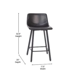 Flash Furniture Caleb Modern Armless 24 Inch Counter Height Stools Commercial Grade With Footrests And Matte Metal Frames, Set Of 2 -Furniture GUEST 9f63fdf2 f417 46f2 b505 a31c3d2d679d