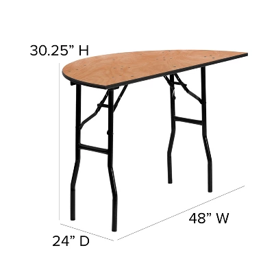 Flash Furniture 4-Foot Half-Round Wood Folding Banquet Table 3 Flash Furniture 4-Foot Half-Round Wood Folding Banquet Table - Image 3