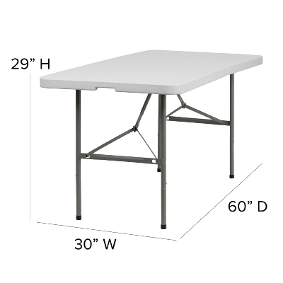 Flash Furniture 5-Foot Bi-Fold Granite White Plastic Folding Table 2 Flash Furniture 5-Foot Bi-Fold Granite White Plastic Folding Table - Image 2