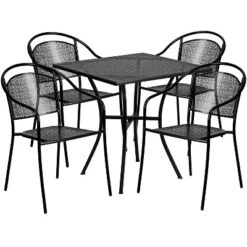 Flash Furniture Oia Commercial Grade 28" Square Indoor-Outdoor Steel Patio Table Set With 4 Round Back Chairs -Furniture GUEST 9fdfcd71 37ef 4192 bfce f331a2f8c06c