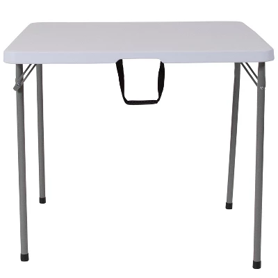 Flash Furniture 2.79-Foot Square Bi-Fold Granite White Plastic Folding Table With Carrying Handle 2 Flash Furniture 2.79-Foot Square Bi-Fold Granite White Plastic Folding Table With Carrying Handle - Image 2