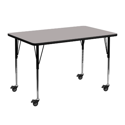 Flash Furniture Mobile 24''W X 48''L Rectangular HP Laminate Activity Table - Standard Height Adjustable Legs 4 Flash Furniture Mobile 24''W X 48''L Rectangular HP Laminate Activity Table - Standard Height Adjustable Legs - Image 4