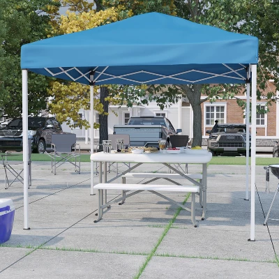 Flash Furniture 8'x8' Pop Up Event Canopy Tent With Carry Bag And Folding Bench Set - Portable Tailgate, Camping, Event Set 1 Flash Furniture 8'x8' Pop Up Event Canopy Tent With Carry Bag And Folding Bench Set - Portable Tailgate, Camping, Event Set