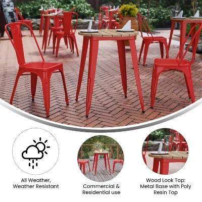 Flash Furniture Declan Commercial Grade Indoor/Outdoor Dining Table, 23.75" Round All Weather Poly Resin Top With Steel Base 4 Flash Furniture Declan Commercial Grade Indoor/Outdoor Dining Table, 23.75" Round All Weather Poly Resin Top With Steel Base - Image 4